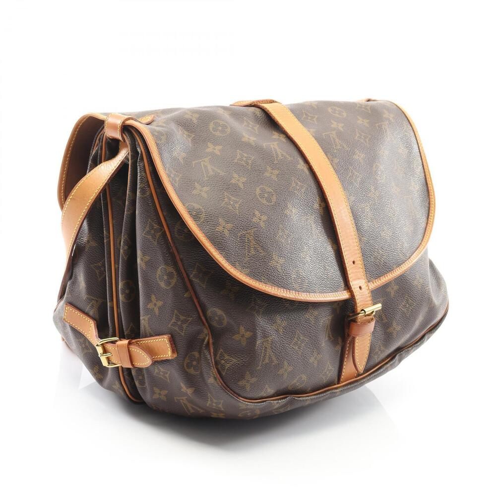 Louis Vuitton Canvas Monogram Leather Shoulder Brown Bag Saumur - Picture 2 of 9